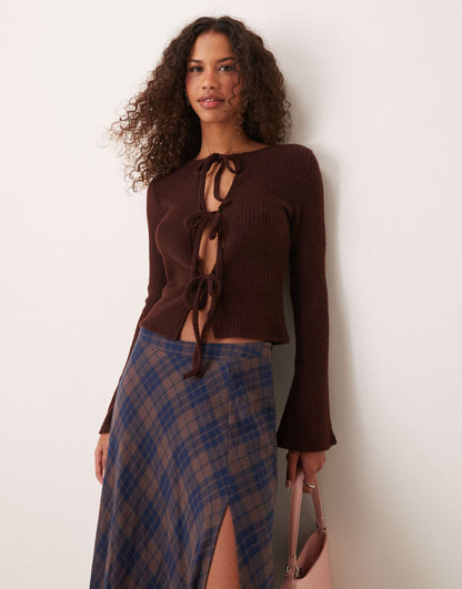 Tie Front Rib Cardigan