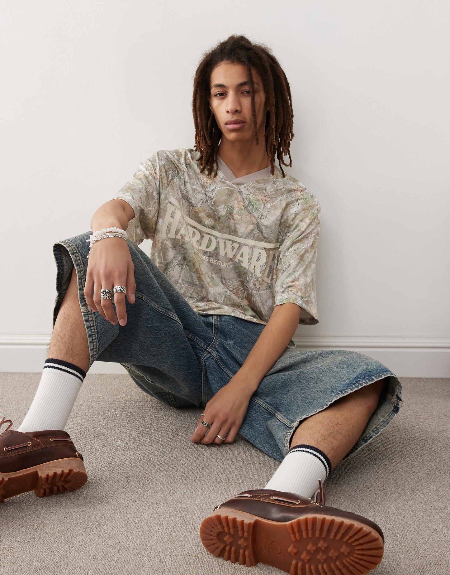 Woodland Camo V Neck T-Shirt