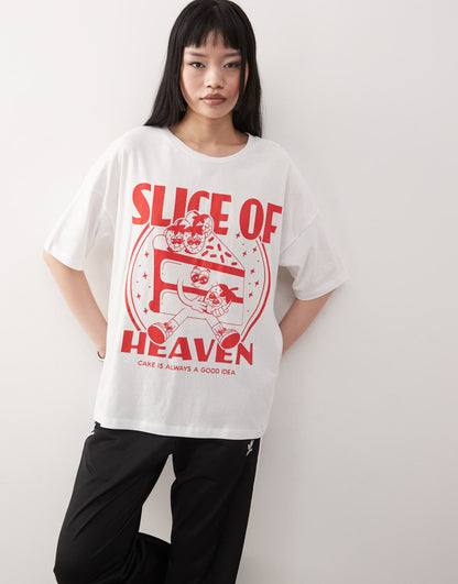 Oversize Tee With Cake Print