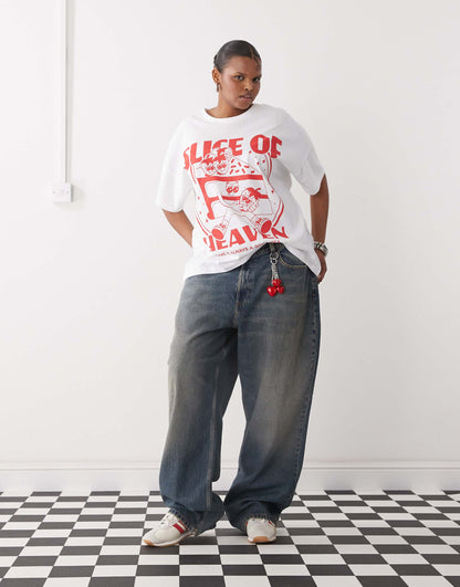 Curve Oversize Tee With Cake Print