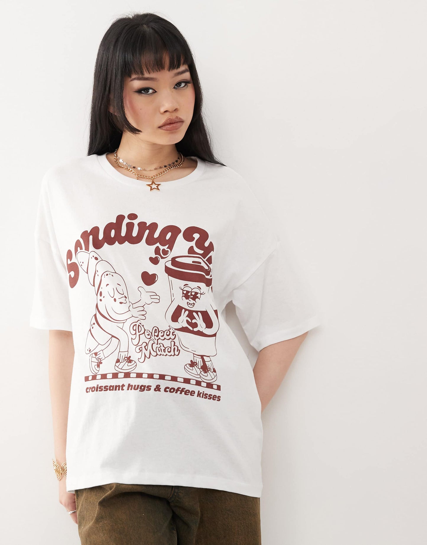 Oversize Tee With Coffee Print