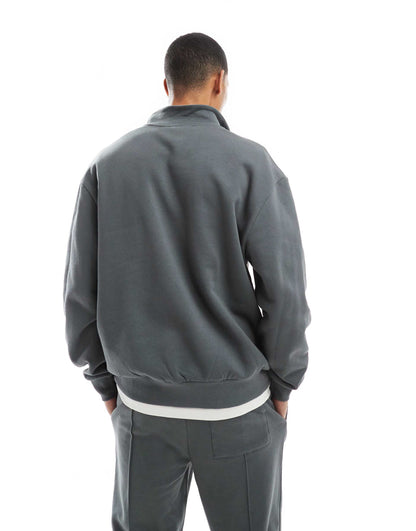 Co-Ord Oversized Quarter Zip Sweatshirt With Contrast Panel