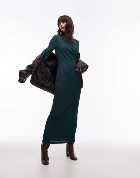 Twist Long Sleeve Midaxi Dress