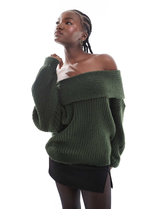 Oversized Knitted Off Shoulder Jumper