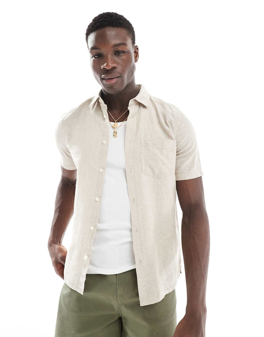 Short Sleeve Regular Fit Linen Mix Shirt