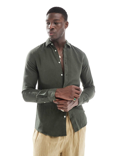 Linen Mix Long Sleeve Shirt