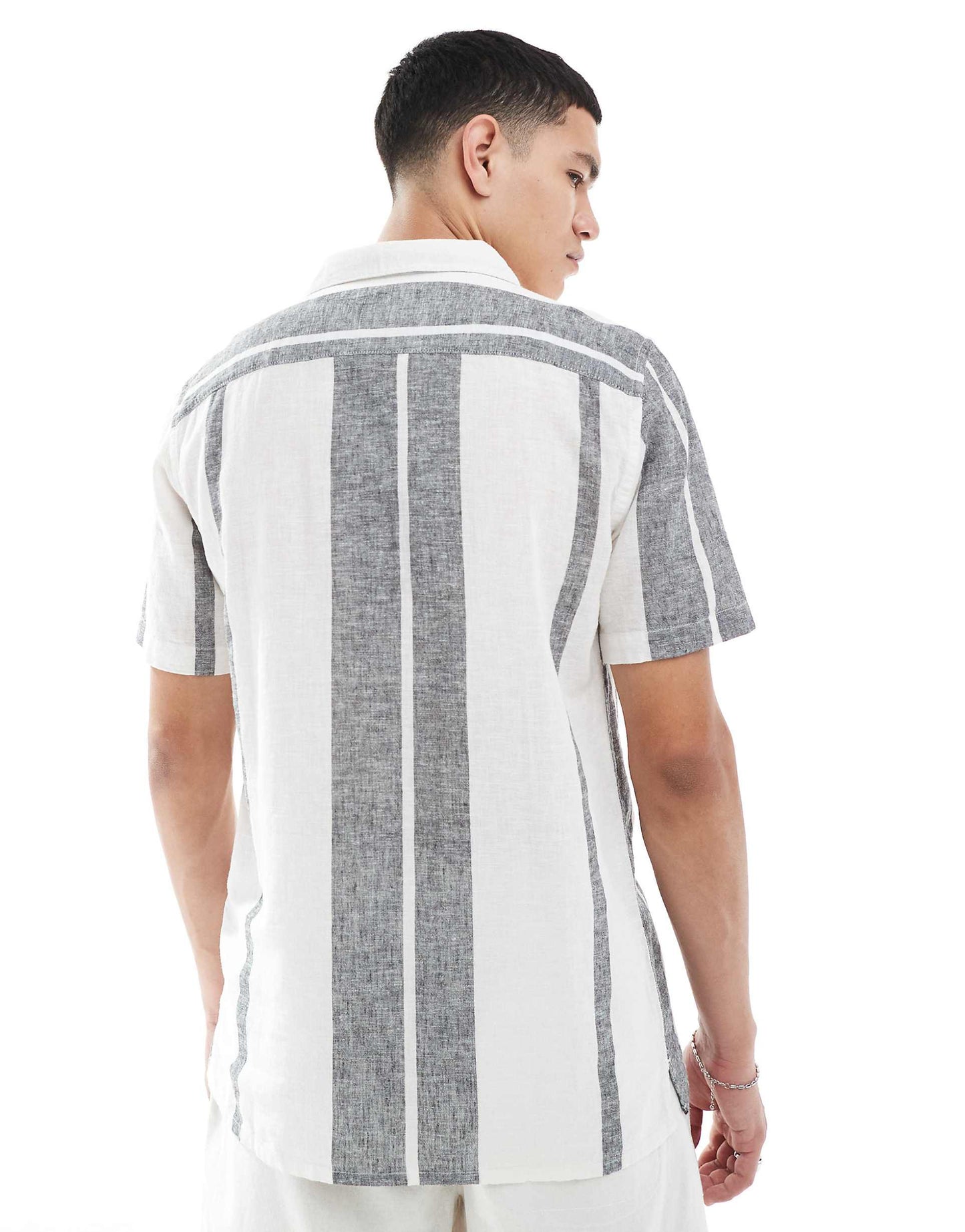 Revere Collar Linen Mix Shirt