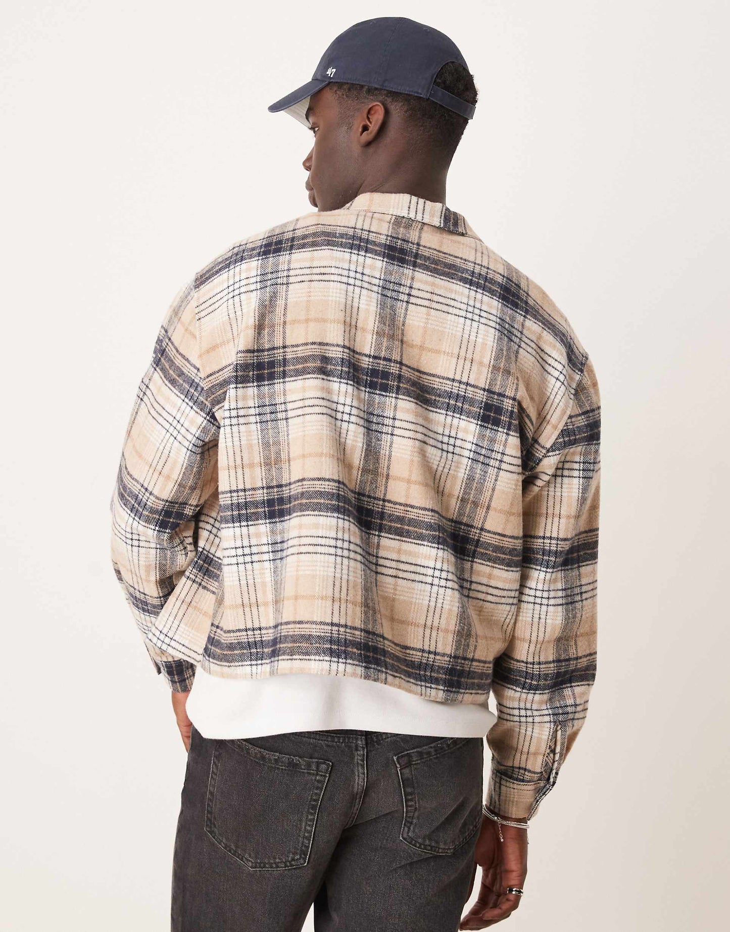 Oversized Cropped Flannel Shirt