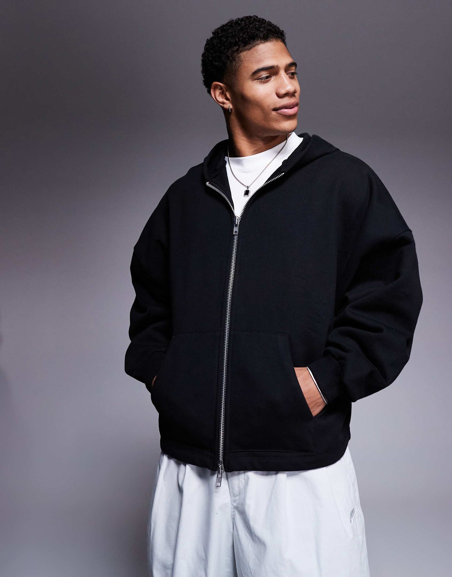 Heavyweight Oversized Zip Through Hoodie 400Gsm With Fixed Hem