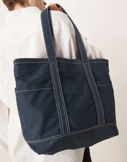 Canvas Tote Bag With Top Stitching