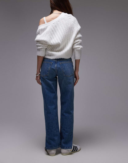 Runway Mid Rise Straight Jean With Side Split