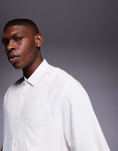 Boxy Linen Shirt With Patch Pocket