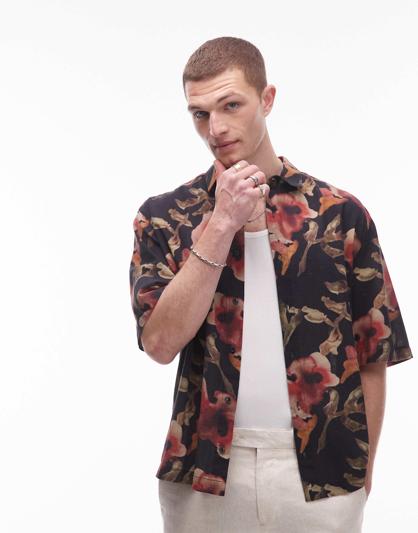 Short Sleeve Floral Printed Shirt