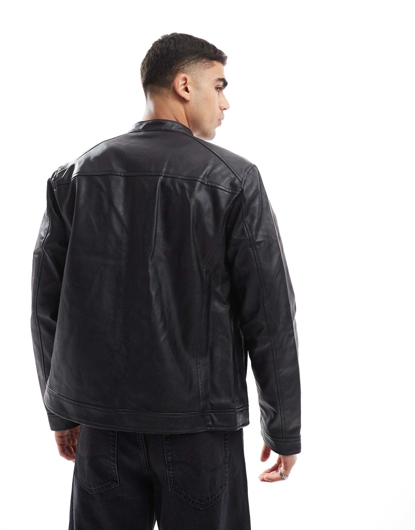 Faux Leather Racer Jacket