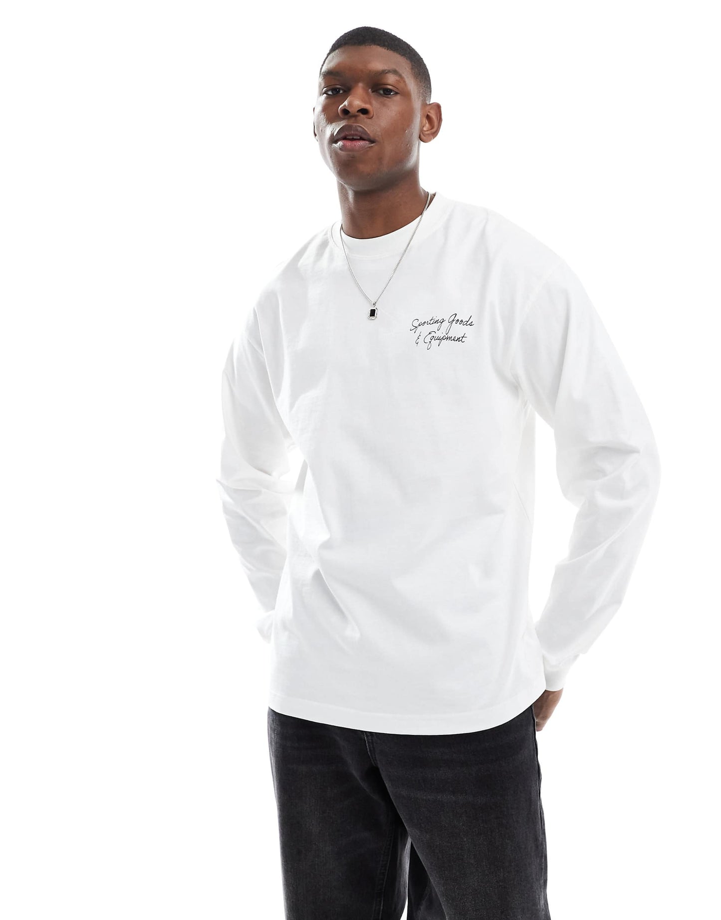 Boxy Fit Long Sleeve T-Shirt With Basketball Back Print