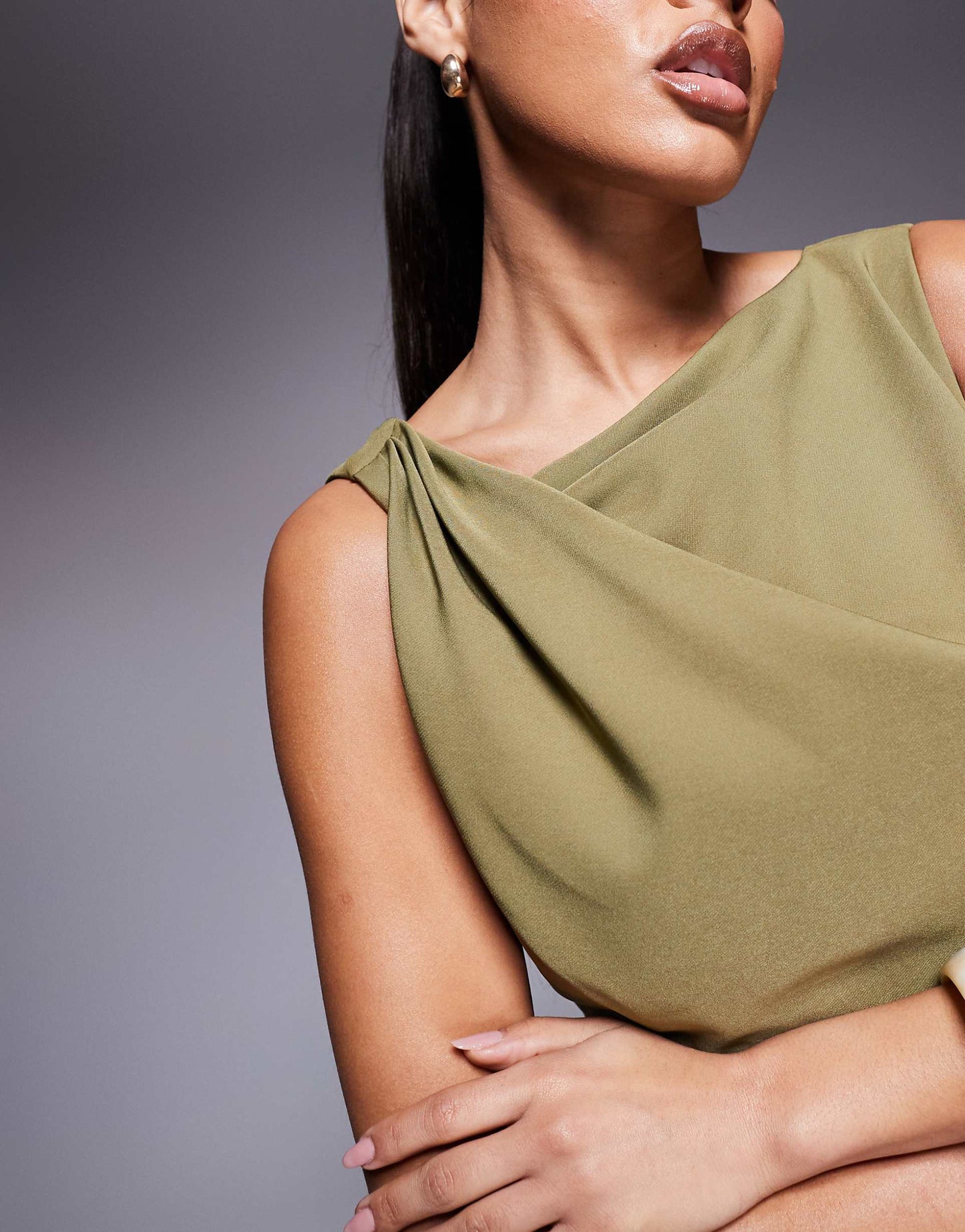 Twist Shoulder Draped Jumpsuit