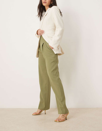 Wide Leg Tailored Trousers With Gold Button Detail