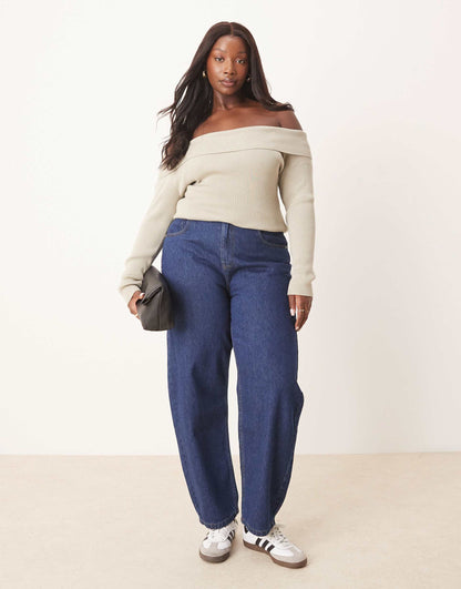 Curve Barrel Leg Jeans