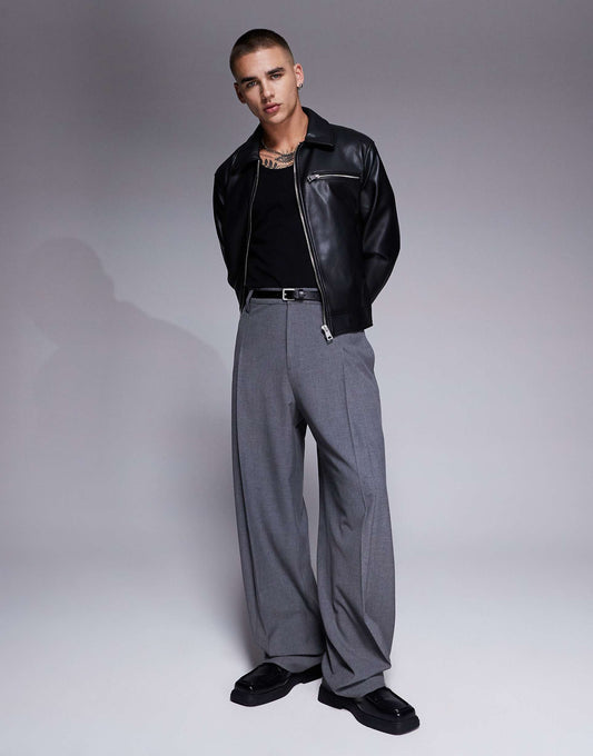 Smart Wide Leg Trousers With Front Pleat