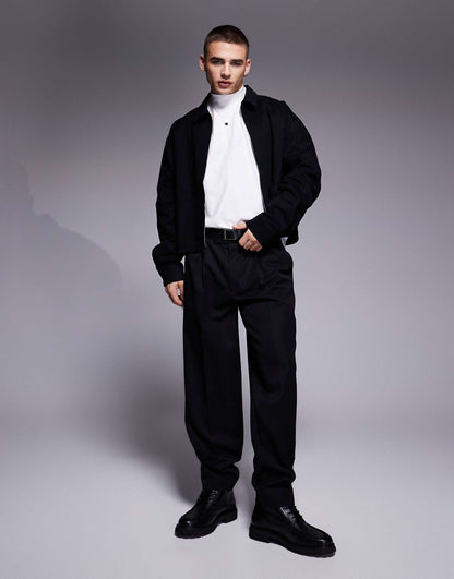 Oversized Cropped Harrington Shacket