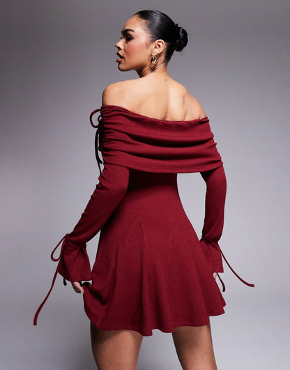 Murci Exclusive Knitted Fold Detail Flippy Hem Mini Dress