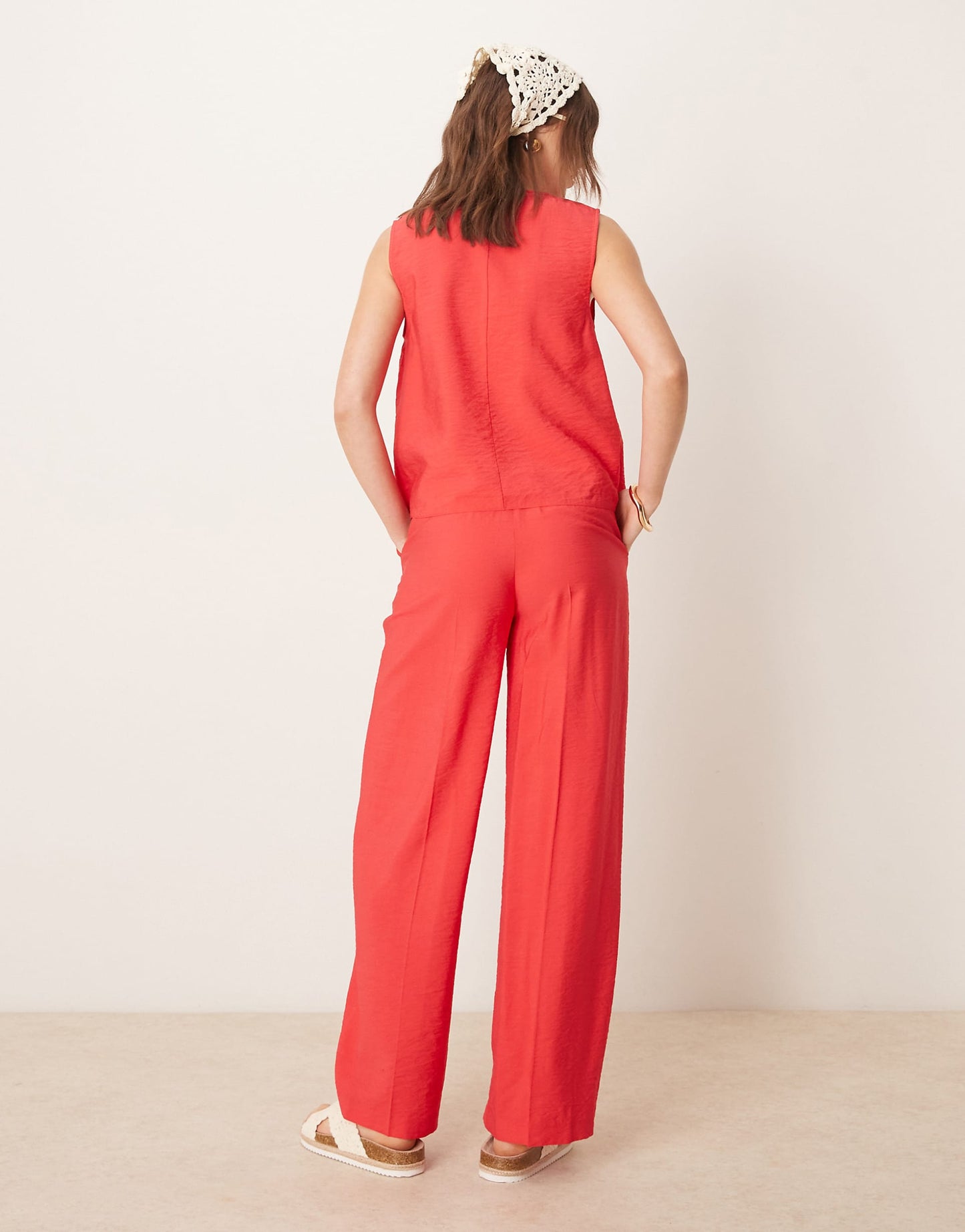 Tailored Straight Leg Linen Look Trousers Co-Ord