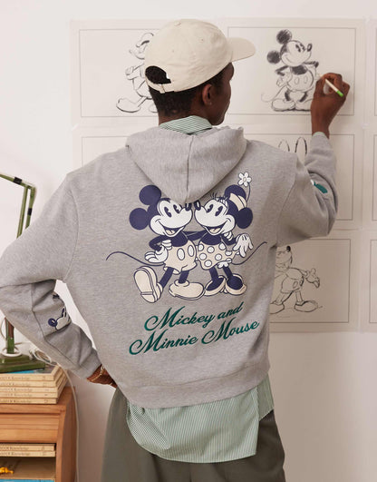 Disney Unisex Boxy Oversized Hoodie With Mickey & Minnie Mouse Prints