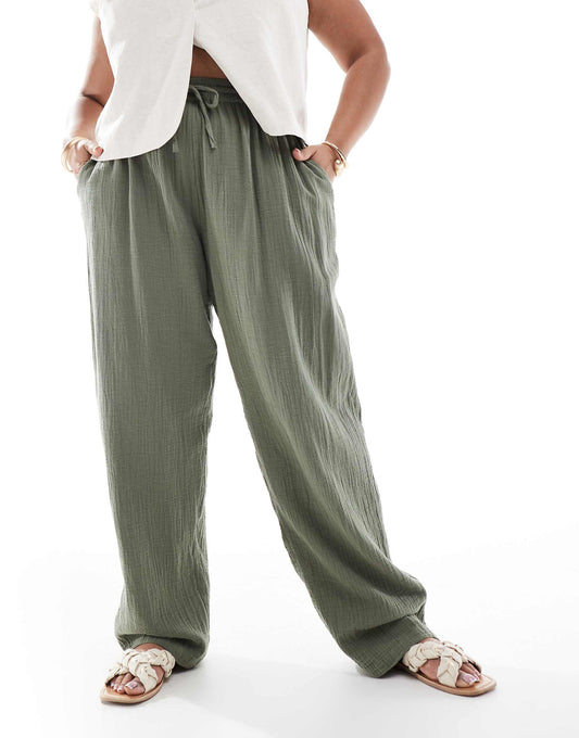 Curve Cheesecloth Pull On Trousers Co-Ord