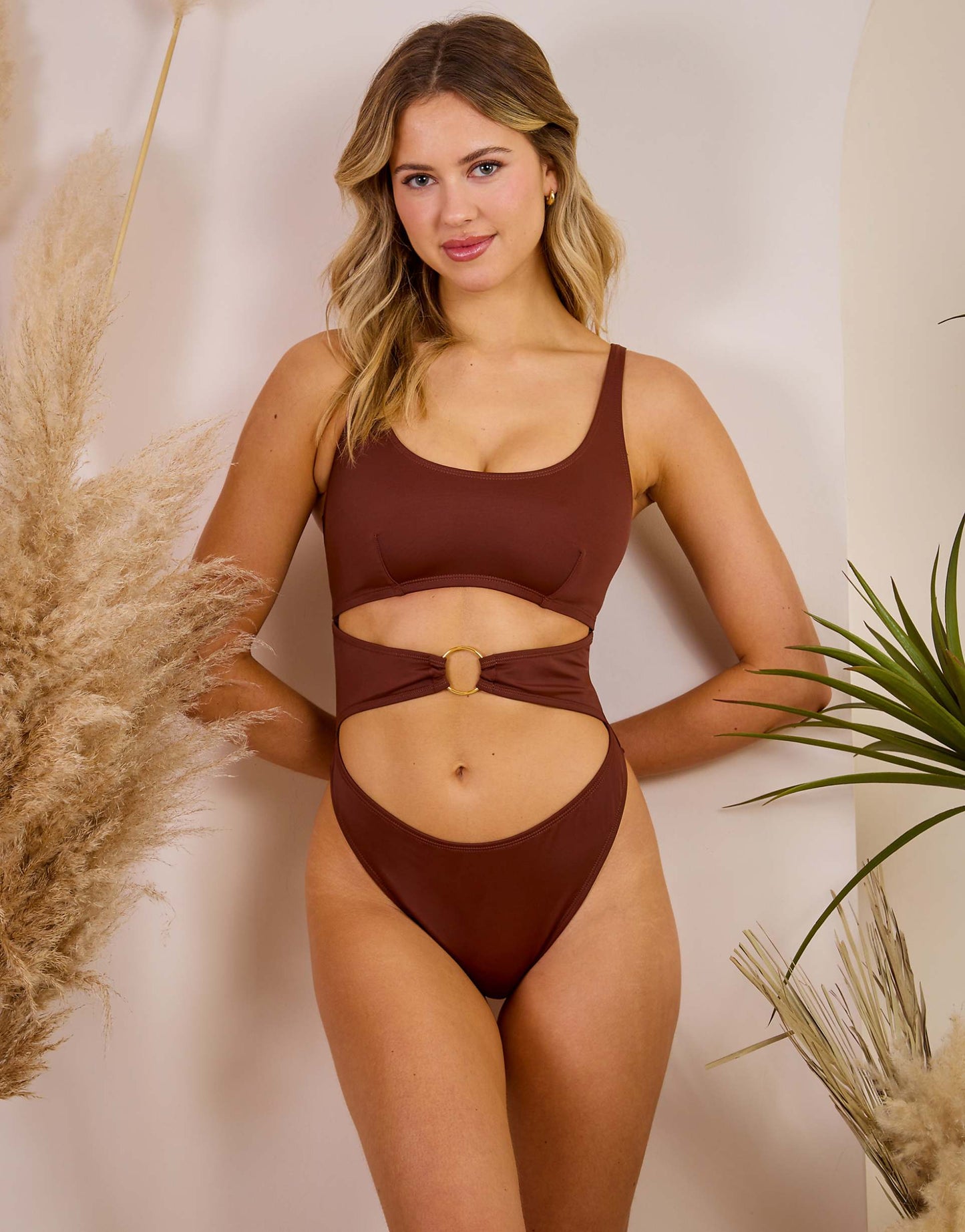Cut Out Ring Front Swimsuit