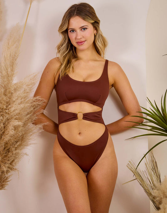 Cut Out Ring Front Swimsuit