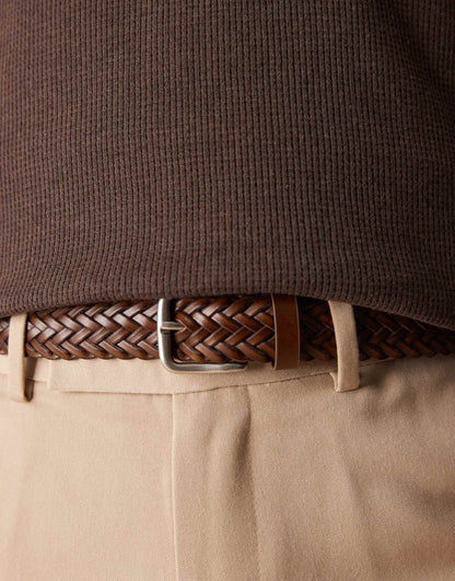 Bonded Leather Woven Belt