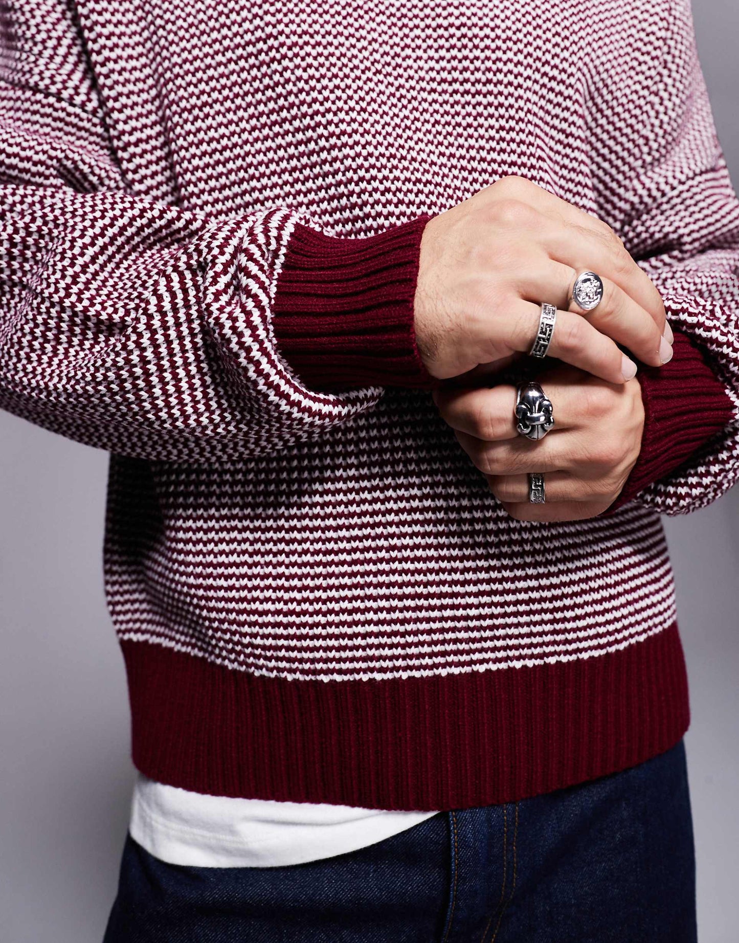 Oversized Boxy Fit Knitted Crew Neck Jumper With Texture Pattern