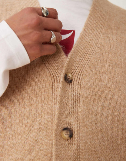 Oversized Boxy Fit Brushed Knitted Button Through Vest