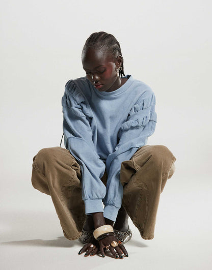 Ruched Sleeve Sweatshirt