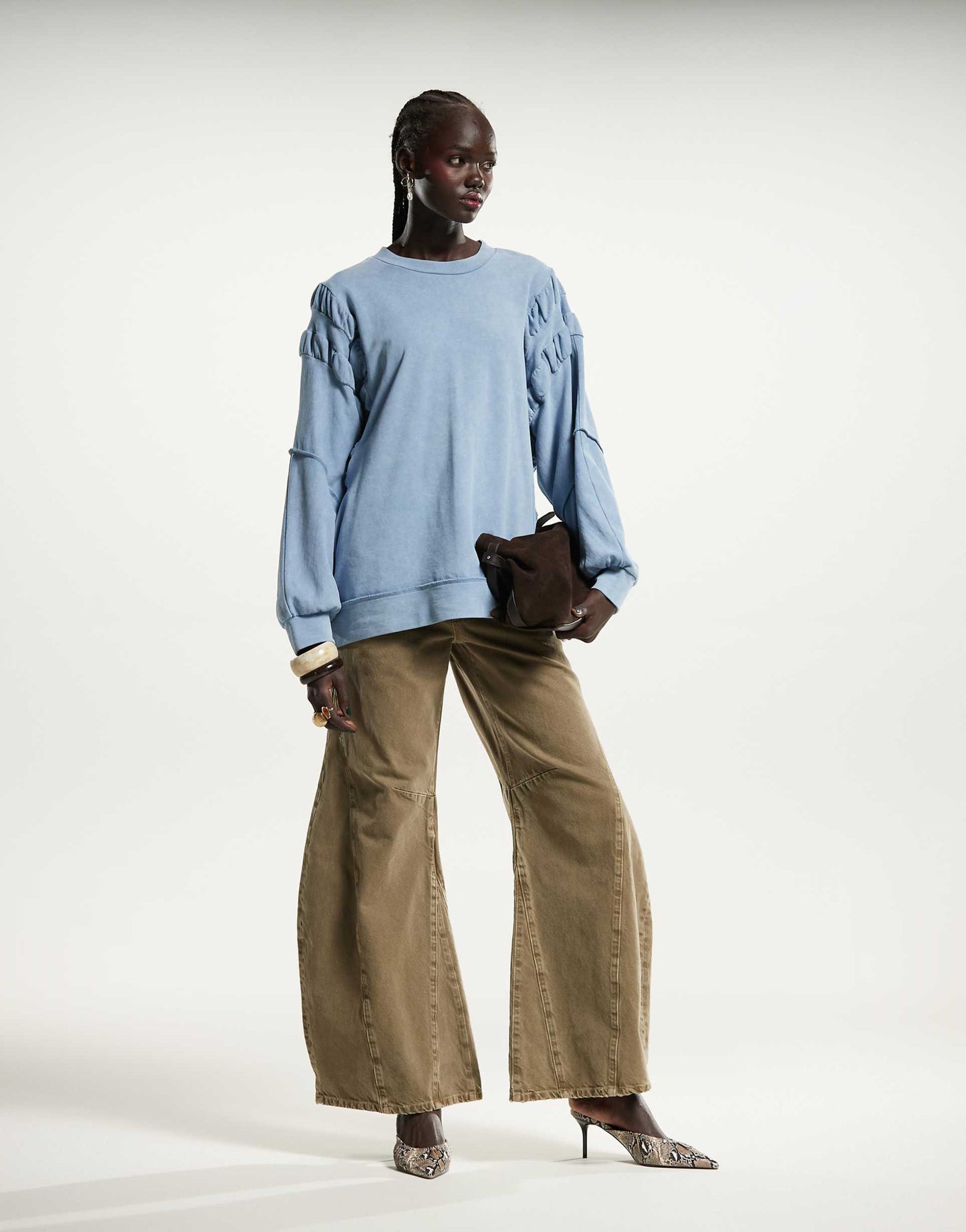 Ruched Sleeve Sweatshirt