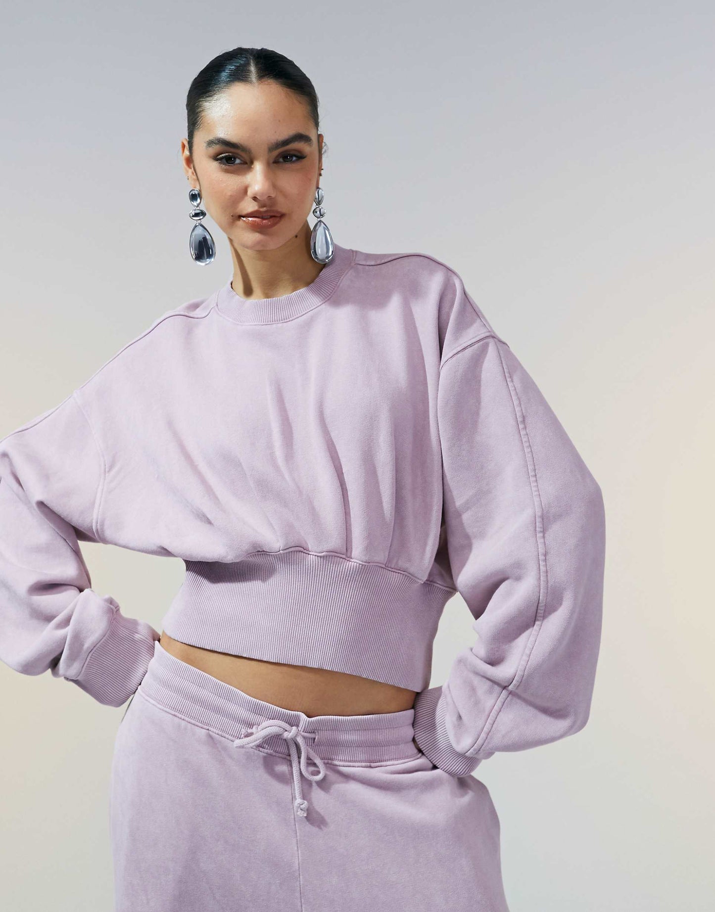 Co-Ord Oversized Sweatshirt With Rouched Waist Detail