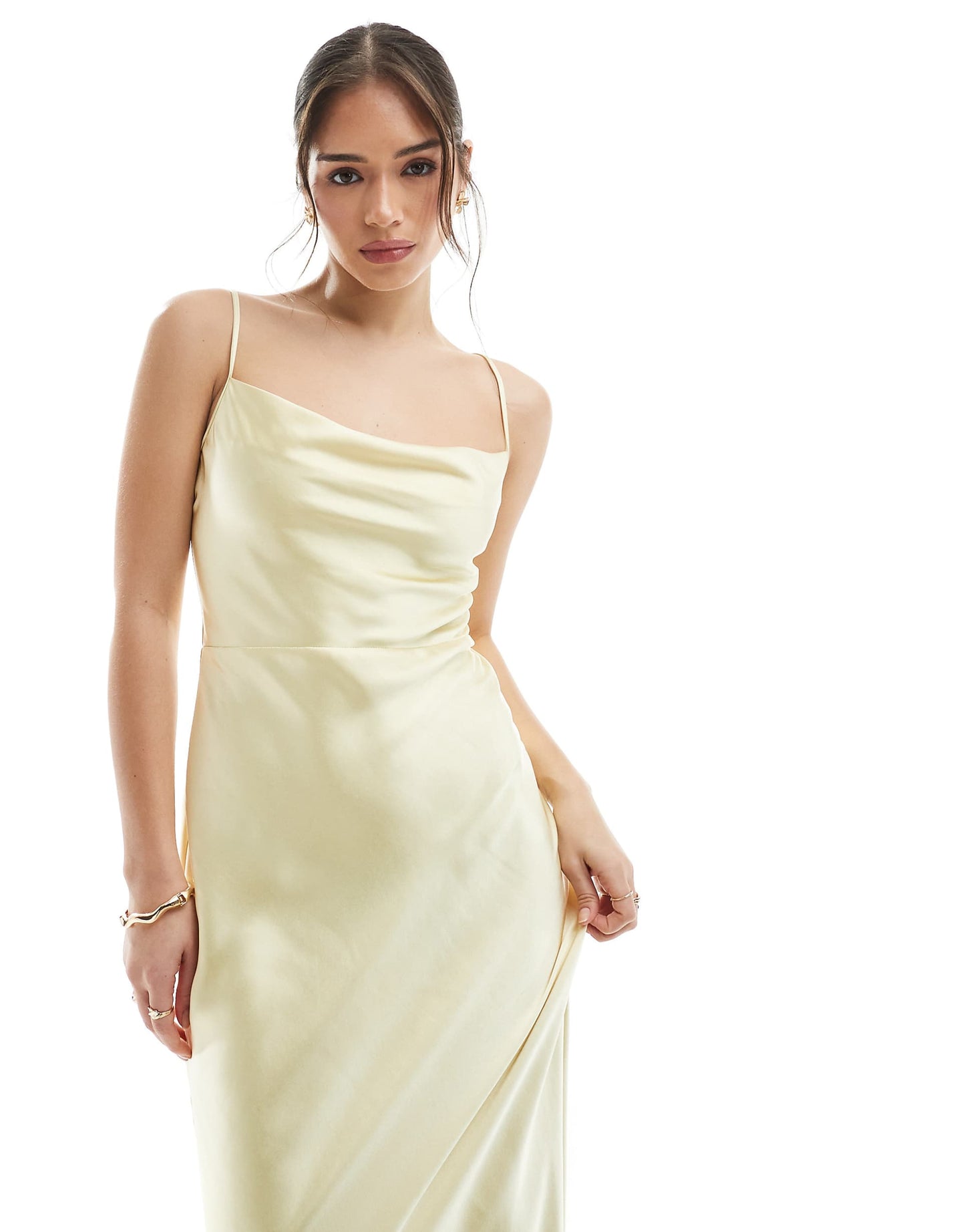 Bridesmaid Keisha Cowl Neck Satin Maxi Dress