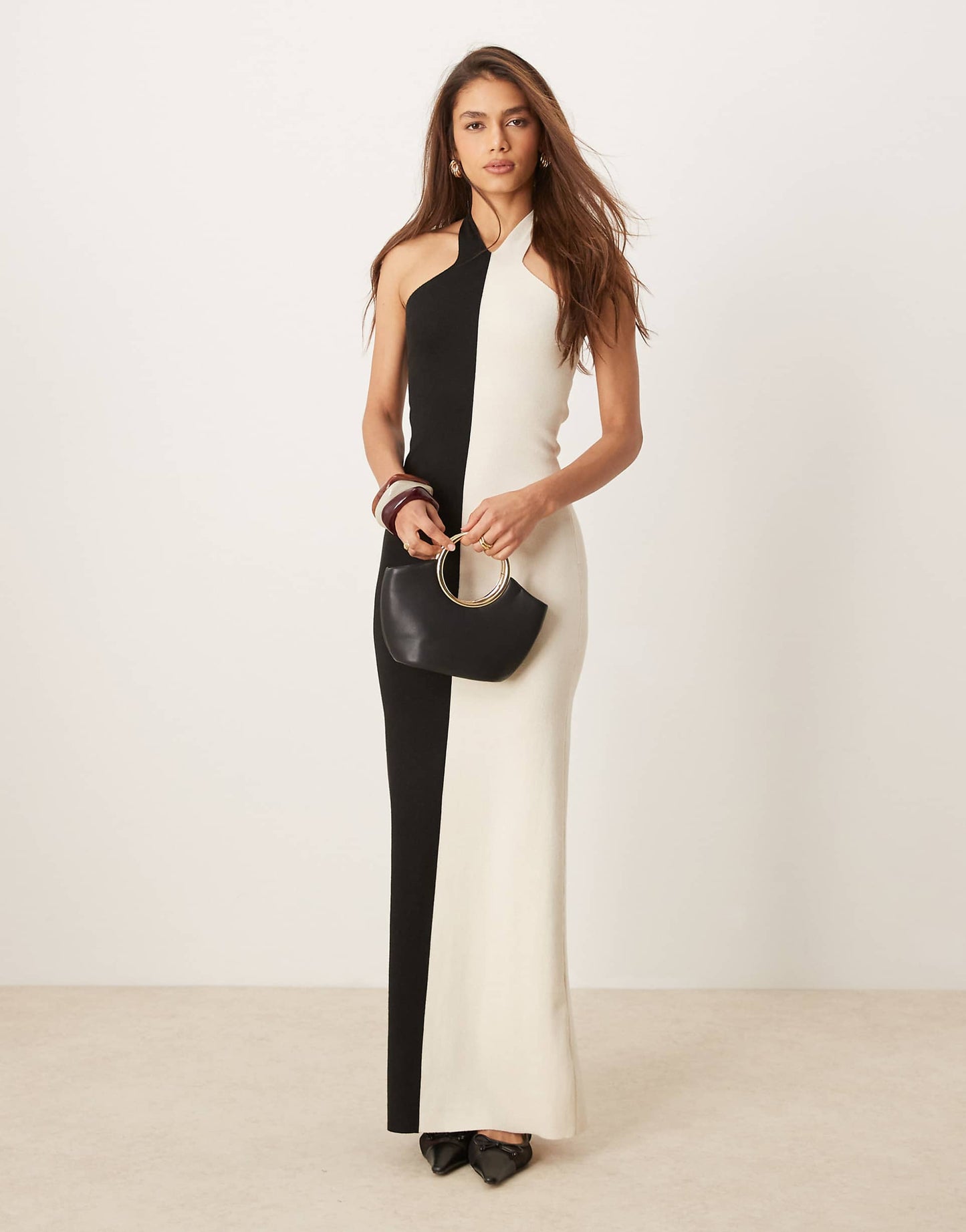 Contrast Knit Maxi Dress
