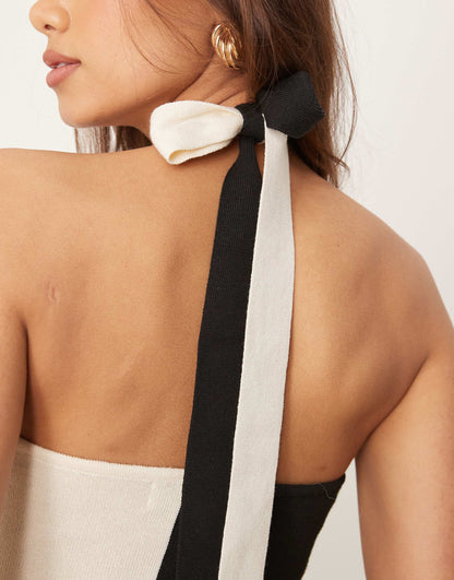 Contrast Knit Maxi Dress