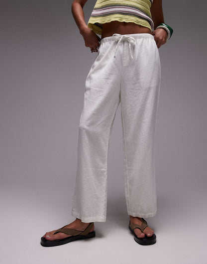 Mid Rise Linen Awkward Length Trouser