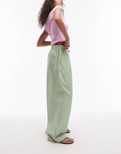 Poplin Pull On Wide Leg Trouser