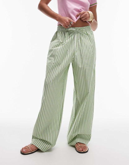 Poplin Pull On Wide Leg Trouser