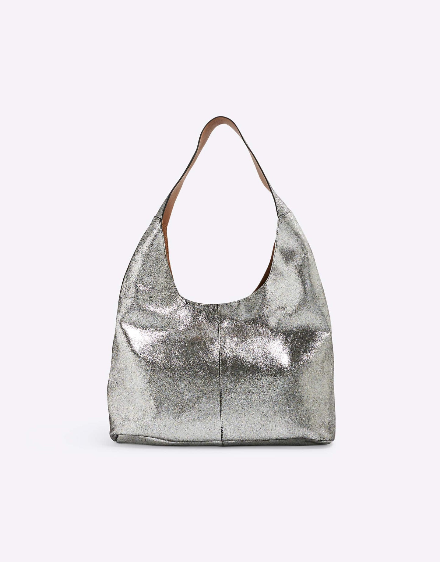 Leather Metallic Slouch Bag