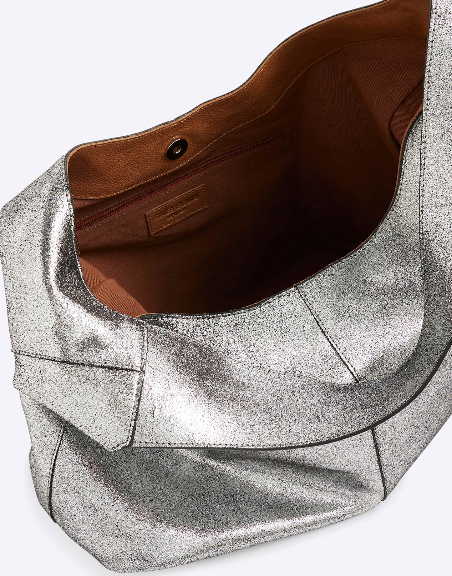 Leather Metallic Slouch Bag