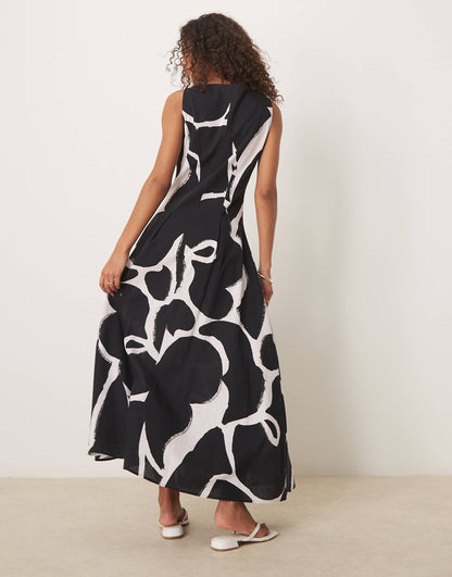 Slash Neck Button Down Waistcoat Maxi Dress