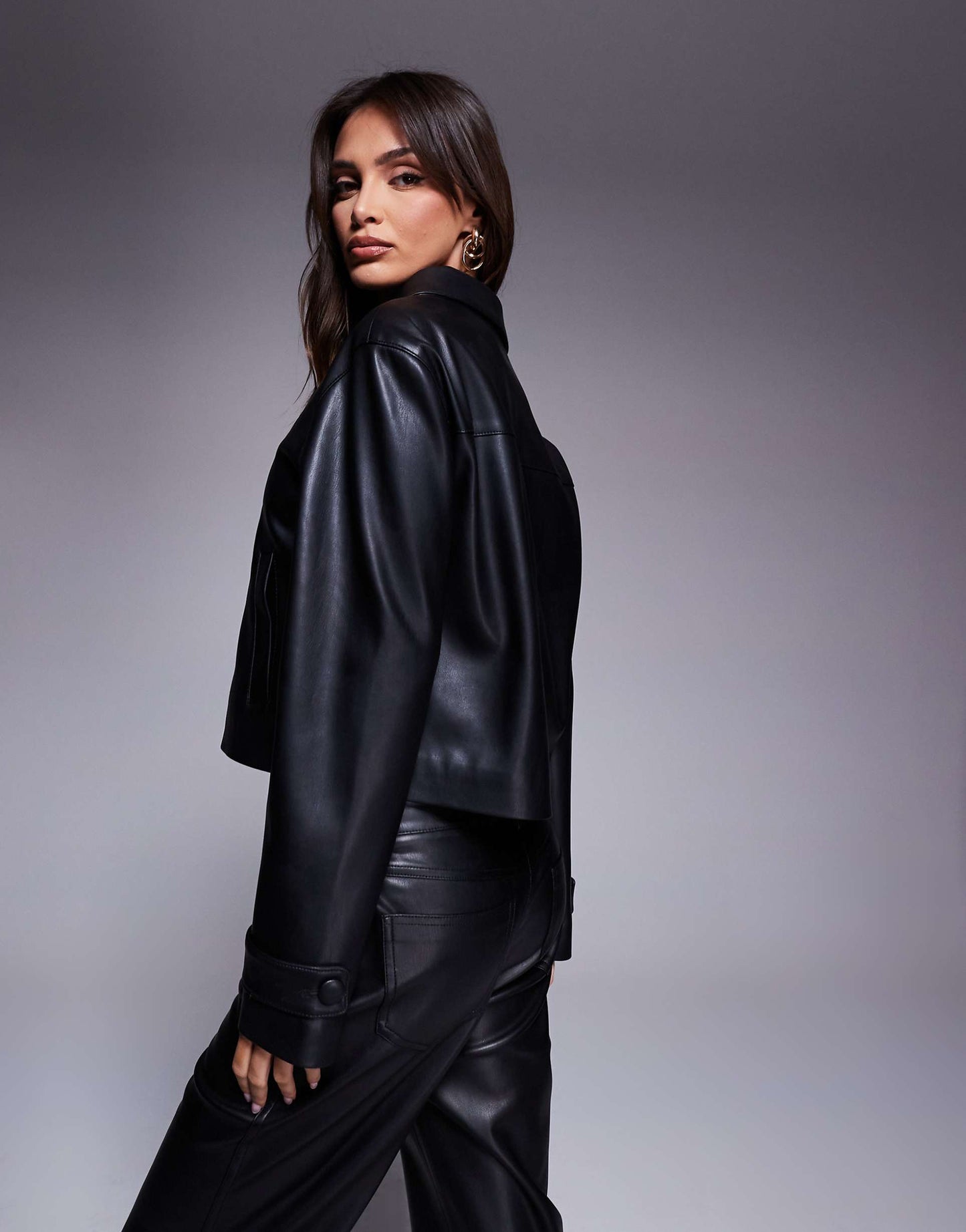 Faux Leather Clean Jacket