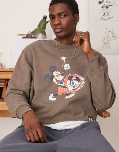 Disney Unisex Oversized Heavyweight Sweatshirt With Mickey Mouse Prints