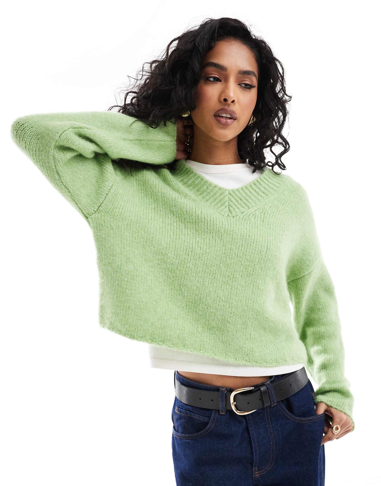 Fluffy V Neck Relaxed Jumper
