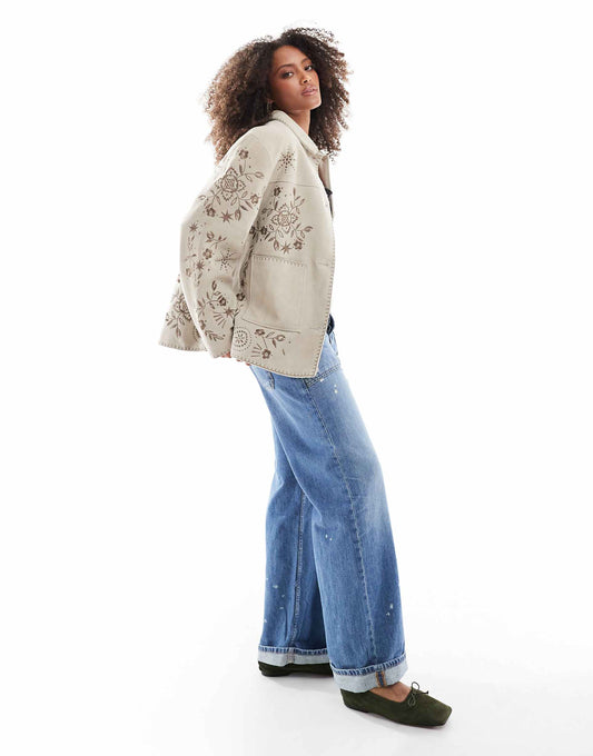 Real Suede Embroidered Jacket