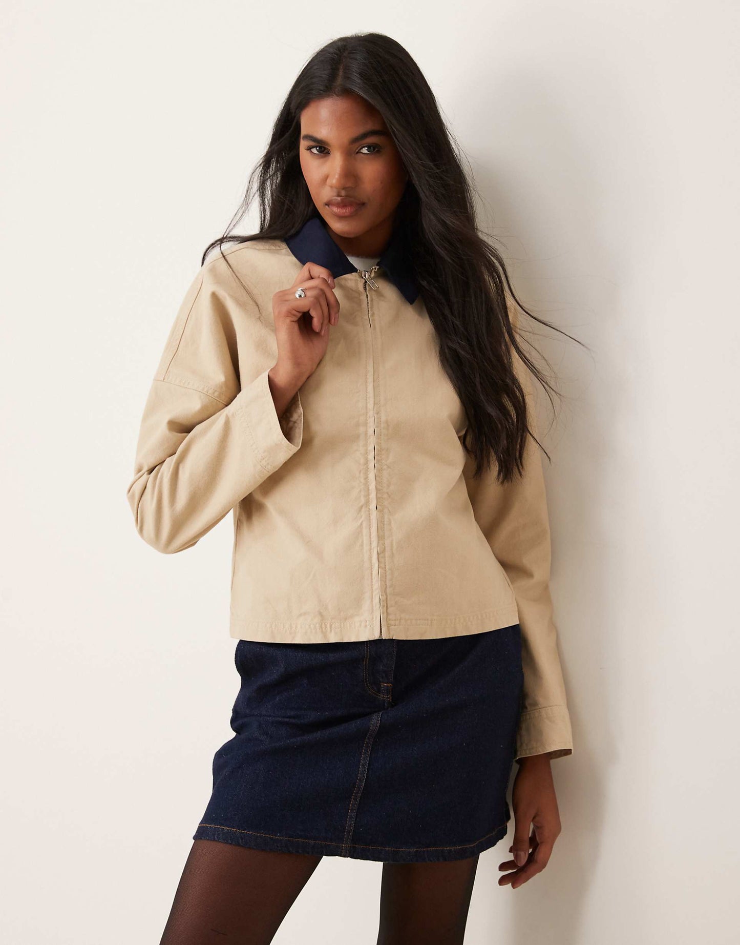 Contrast Collar Canvas Jacket